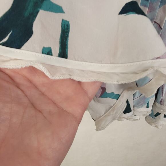 Tory Burch Louisa 100% silk floral pleated ruffled hem midi skirt Sz 6 feminine - Picture 7 of 13